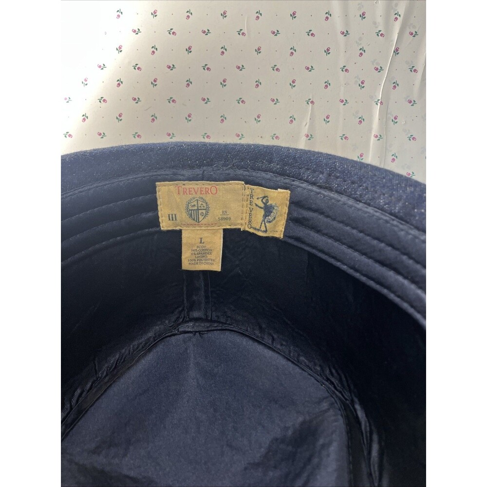 VTG Trevero Blue Fedora Men’s Hat L  Cotton Polyester Spandex - Picture 10 of 12